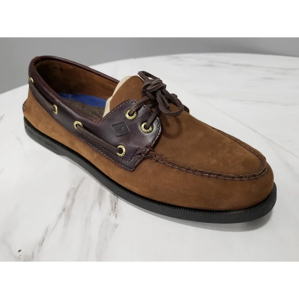 NEW NO BOX SIZE 10.5 MENS 0195412 BROWN Sperry A/O 2-EYE LEATHER BOAT SHOE